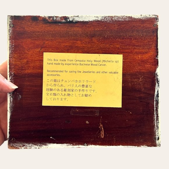 VINTAGE HANDMADE BALINESE CEMPAKA HOLY WOOD CIGAR /OR TRINKET BOX - Picture 4 of 10